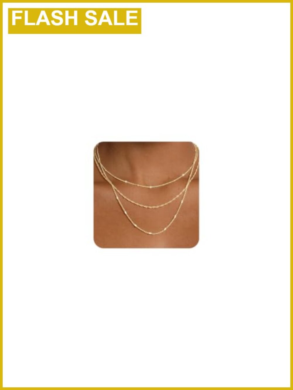 14k Gold Plated Layered Necklace Set Women Stack 3 Chains